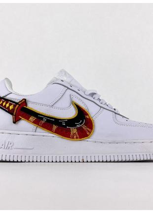 Мужские кроссовки Nike Air Force 1 '07 Low White Fire Red, бел...