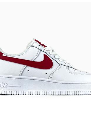Жіночі кросівки Nike Air Force 1 '07 Low White Red, білі шкіря...