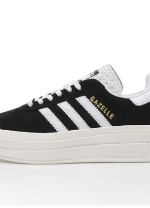 Женские кроссовки Adidas Gazelle Bold Platform Black White, че...