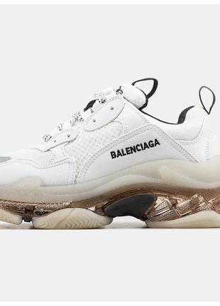 Жіночі кросівки Balenciaga Triple S Clear Sole White Beige, бі...