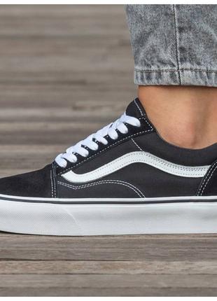 Женские кеды Vans Old Skool Black White Platform Premium, черн...