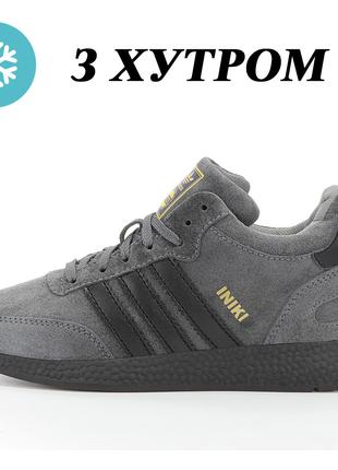 Мужские зимние кроссовки Adidas INIKI Grey Winter Fur Mid Мех,...