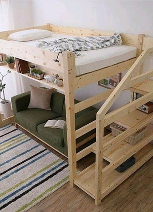 Ліжко горище з натурального дерева