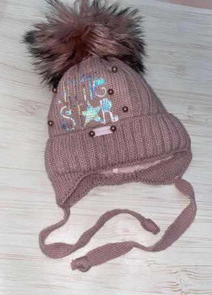 Детская зимняя шапка для девочки 48-50 см на меху