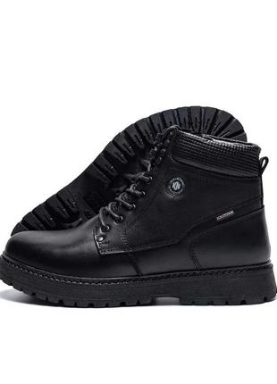 Чоловічі зимові шкіряні черевики kristan black 119 ч бот