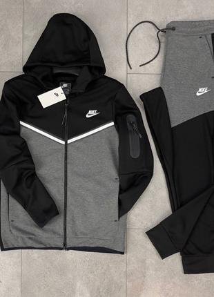 Костюм спортивный черный серый Nike Tech Fleece black grey