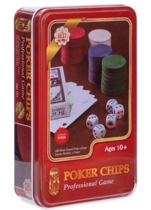 Настольная игра Покер J02070 в металлической коробке