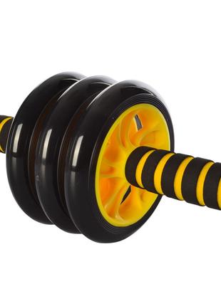 Тренажер колесо для мышц пресса MS 0873 диаметр 14 см (Желтый)
