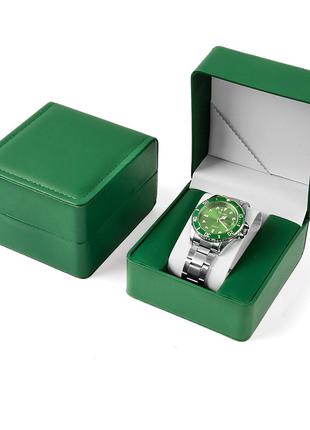 Часы мужские наручные кварцевые цвет зеленый в комплекте с под...