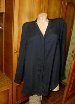 Фирменнная черная шифоновая блузка - туника с длинными рукавам...