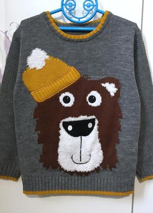 Теплый фирменный качественный свитер кофта свитшот с медведем ...