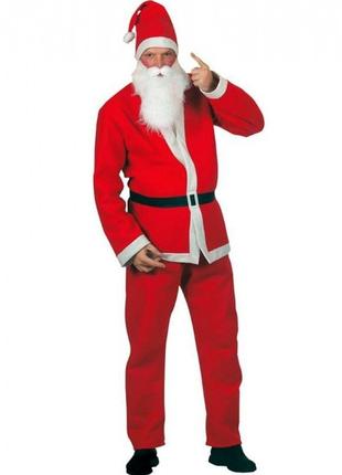 Карнавальный костюм Деда Мороза велюр красный шапка костюм и б...
