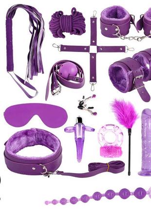 Набір БДСМ 21 іграшка Фіолетовий, рольові ігри подарунок для пари