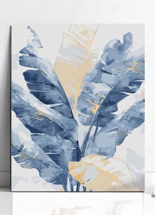 Картина по номерам "art store" синие листья (с лаком), размеро...