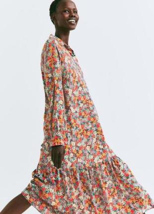 Цветочное платье миди оверсайз H&M