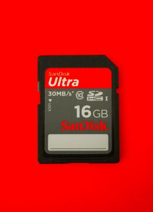 Карта памяти флеш SD HC SanDisk Ultra 16 GB 10 class