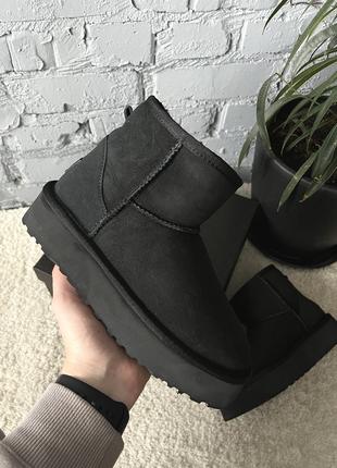 УГГ Міні Платформа Чорні Замша Ugg Mini Platform Black Suede