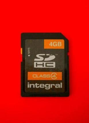Карта памяти флеш SD HC Integral 4 GB 4 class