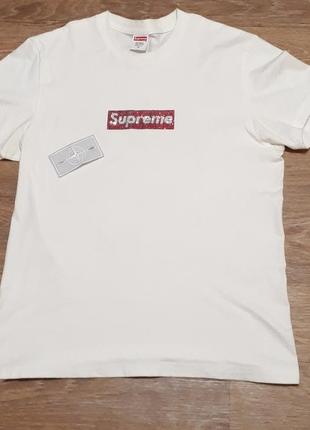 Футболка supreme x swarovski box logo tee