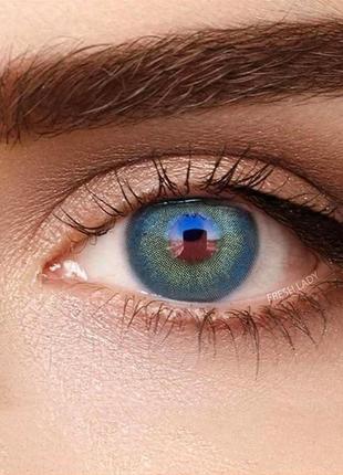 Линзы цветные для глаз (есть опт) голубые himalaya blue new по...