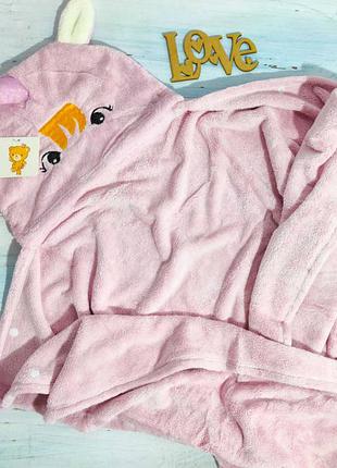 Детское полотенце с капюшоном "Единорог" розового цвета Код/Ар...