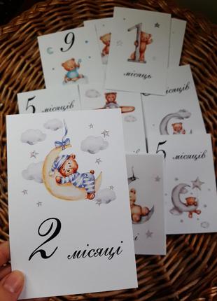 Карточки для фотосессии новорожденных, 12 карточек для фото ма...