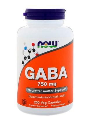 Аминокислота ГАБА для тренировок GABA 750 mg (200 cap), NOW 18+