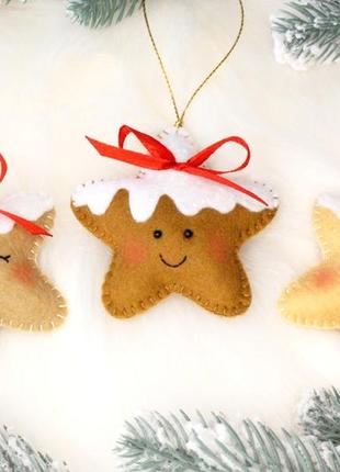 Набор фетровых грушек "рождественское печенье звёздочки", имби...