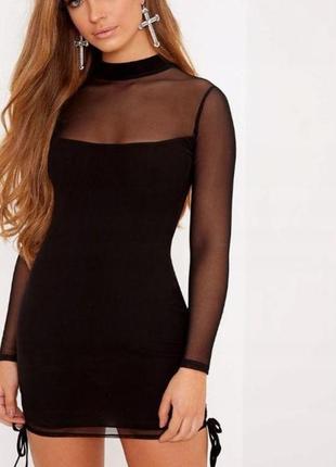 Жіноча чорна сексуальна сукня сітка prettylittlething розмір 3...