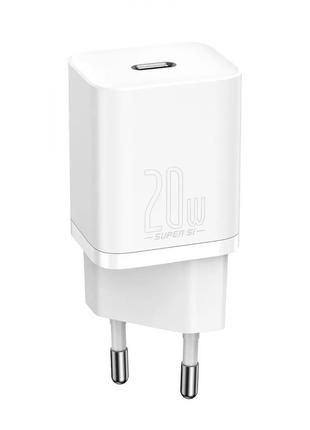 МЗП Baseus Super Silicone PD Charger 20W (1Type-C) (white) 306...