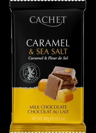 Шоколад молочный cachet 32 % какао с карамелью и морской солью...