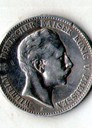 Німецька імперія - Прусія 2 марки 1898 рік Вільгельм II срібло...
