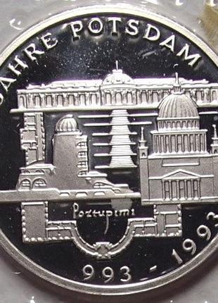 Германия ФРГ 10 марок, 1993 1000 лет городу Потсдам серебро 15...