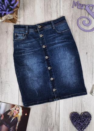 Женская джинсовая юбка на пуговицах синяя woox secret denim ра...