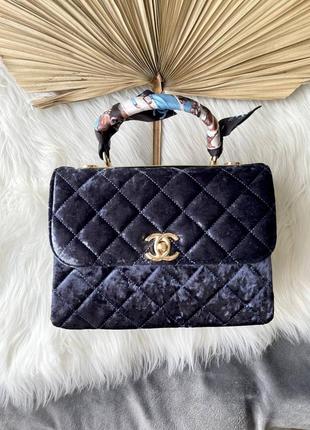 Женская сумка chanel shawl velvet blue