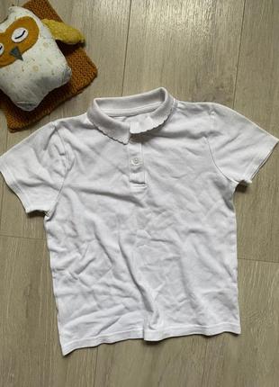 Белая футболка поло f&amp;f 6-7 лет школьная одежда школа