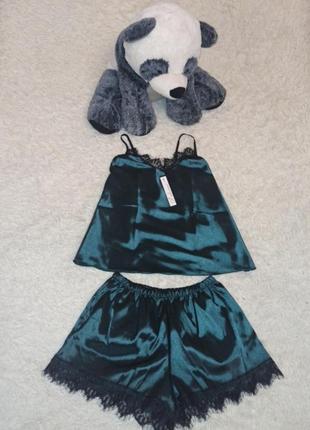 Deloras. комплект женского белья, с кружевом, шорты и майка, ц...