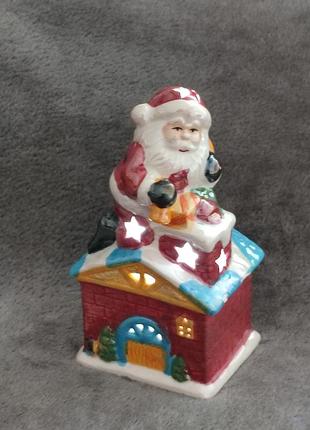 Санта клаус керамическая фигурка ночник на батарейках, нитевичка