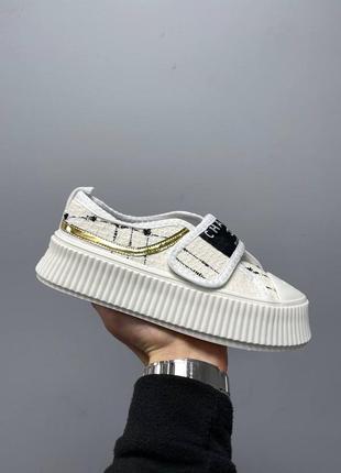 Кроссовки chanel sneakers platform low «white gold’