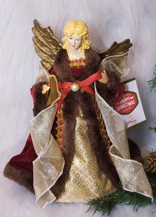 Ангел верхушка на ёлку кукла рождественская ангелочек с крыльями