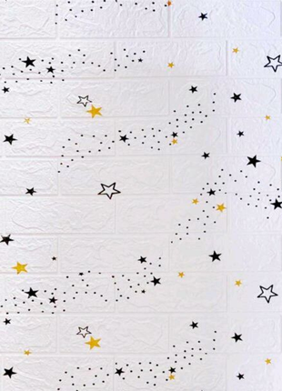 Декоративная 3D панель самоклейка под белый кирпич Звезды