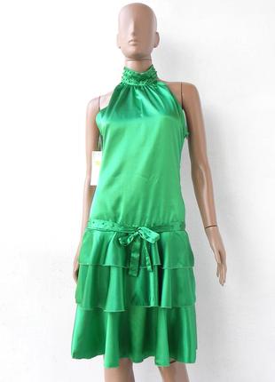 Оригинально пошитое зеленое платье 42, 44 размеры (36, 38 евро...