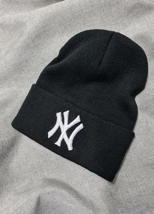 Мужская шапка,  шапка new york yankees , шапка с подворотом , ...