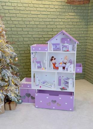 Кукольный домик для Барби "Дейзи" с ящиком Белый+фиолетовый МД...