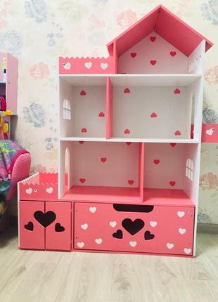 Кукольный домик для Барби "Дейзи" с ящиком Белый+розовый МДФ 1...