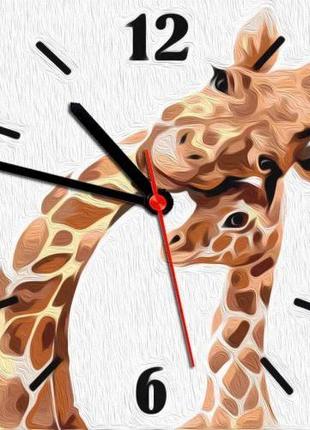 Годинник-картина за номерами "Жирафчики", 30х30 см