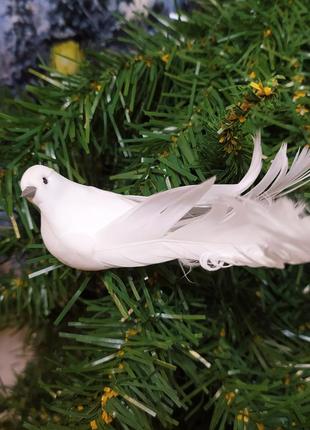 Птичка декор голубь декоративный новогодний на ёлку