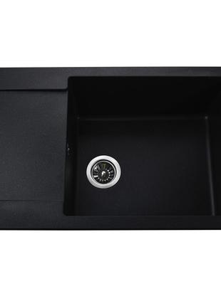 Гранітна мийка Globus Lux MALABI чорний 780х500 мм-А0001