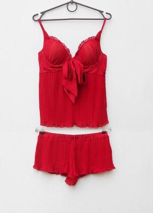 Красный сексуальный эротический комплект белья с трусиками шор...