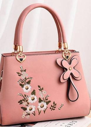 Модна жіноча сумка з вишивкою квітами, сумочка на плече вишивк...
